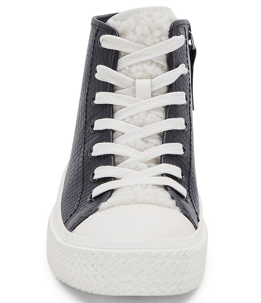 Dolce Vita Veola Plush Embossed Leather Faux Shearling High Top Sneakers