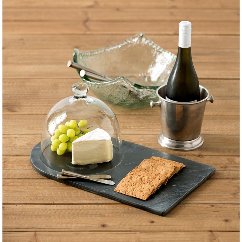 Piedmont Slate Cheese Board With Cloche  - Black - Shiraleah