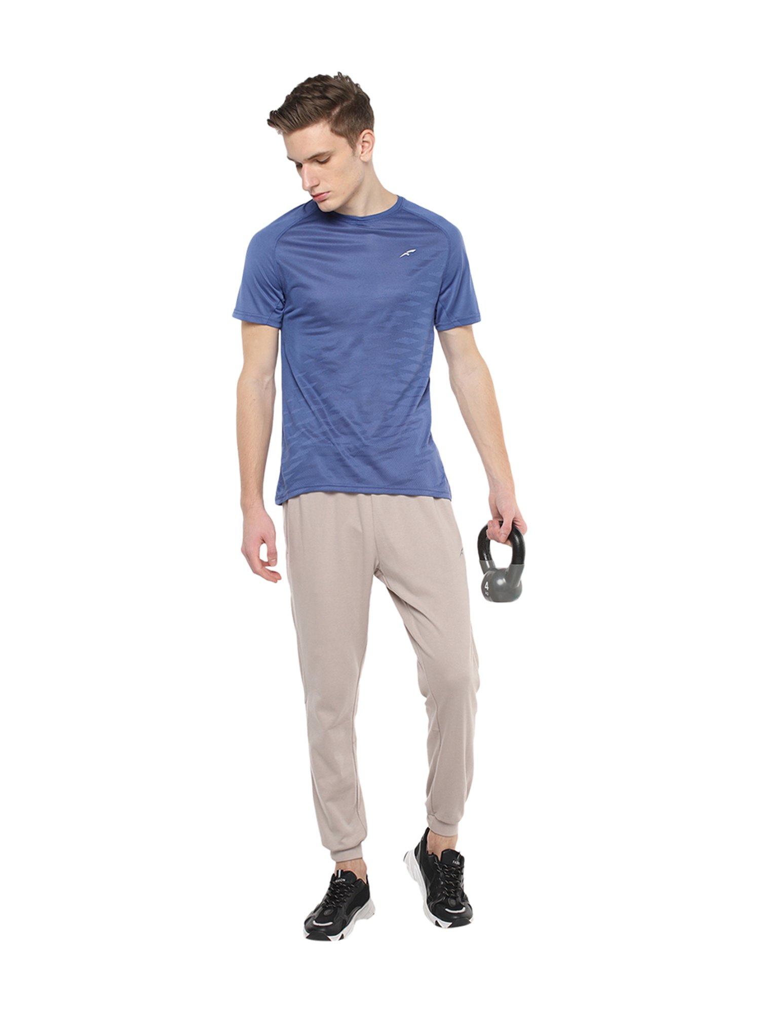 Furo by Red Chief Light Grey Regular Fit Cotton Joggers
