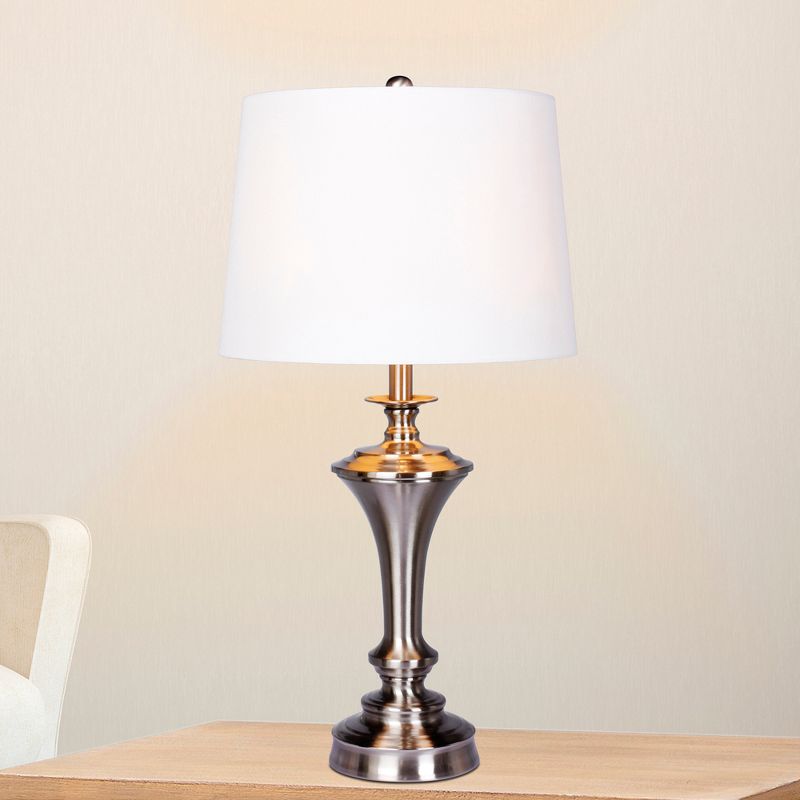 Pedestal Base Metal Table Lamp Steel/White  - Fangio Lighting