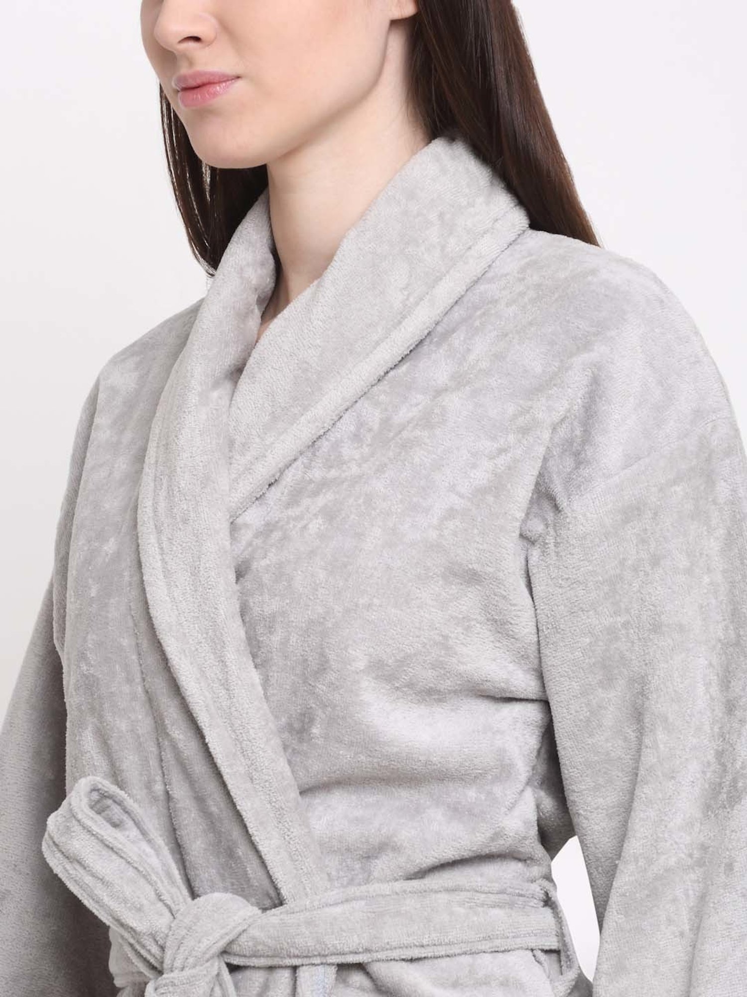 Creeva Everyday Red & Navy 225 GSM Micro Terry Bathrobe with Front Pocket & Kimono Collar