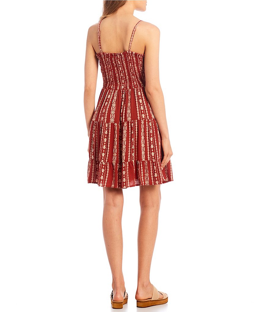 Angie Printed Twist Front Cutout Tiered Dress