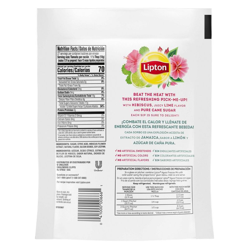 Lipton Aqua Frescas Hibiscus Lime Tea Mix - 10qt