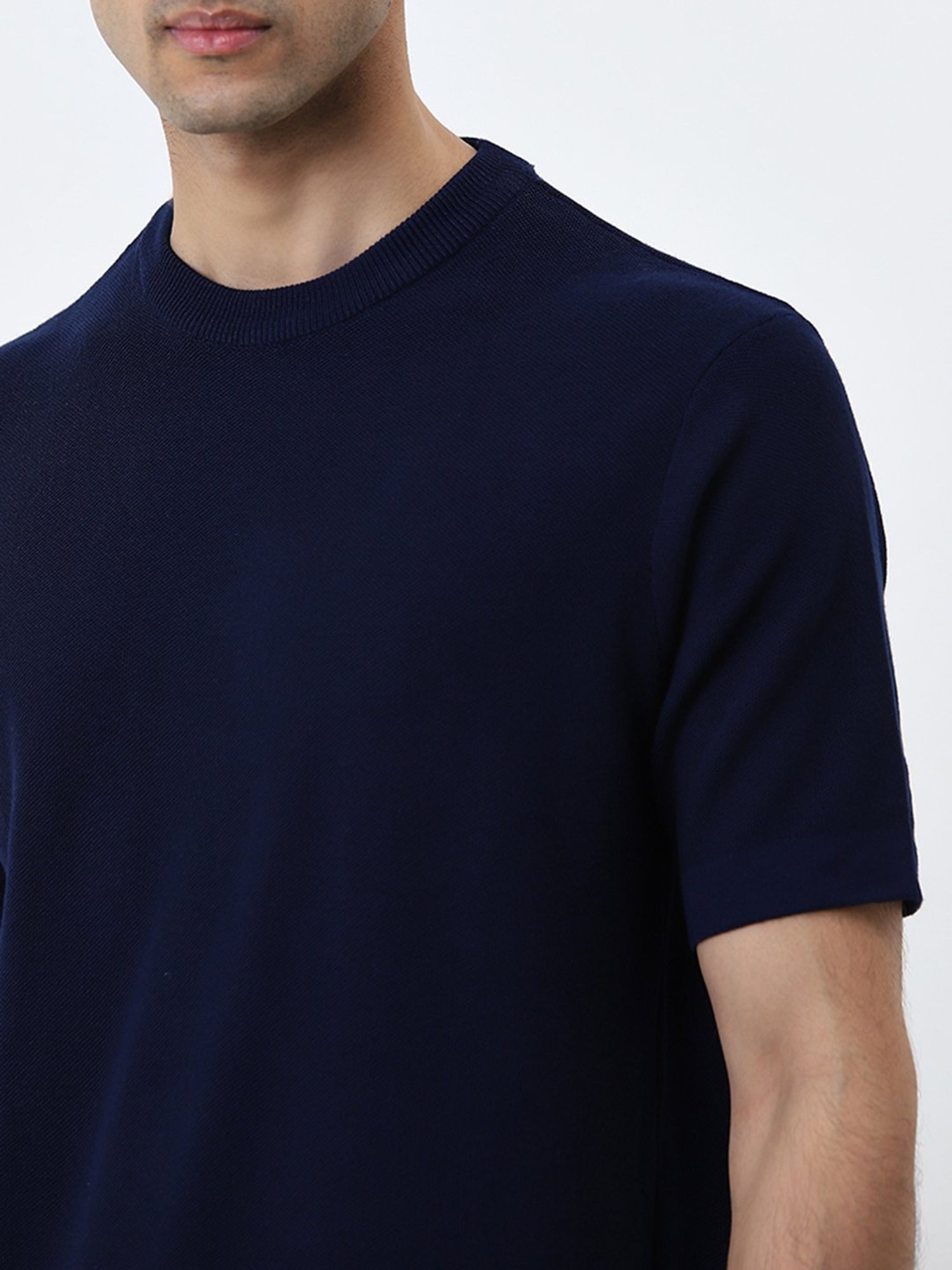 WES Formals by Westside Dark Indigo Solid Slim-Fit Cotton T-Shirt