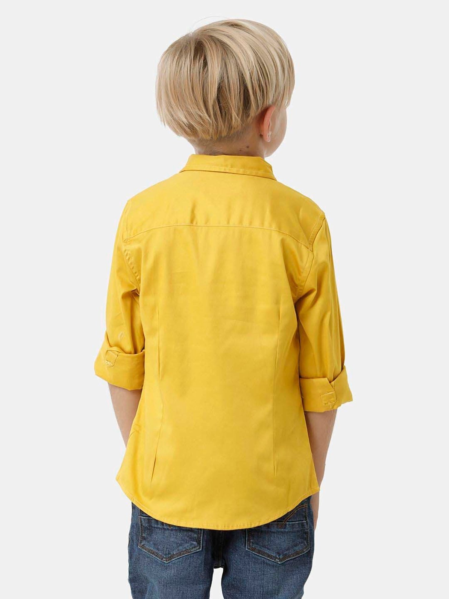 Kate & Oscar Kids Yellow & White Printed Full Sleeves Shirt