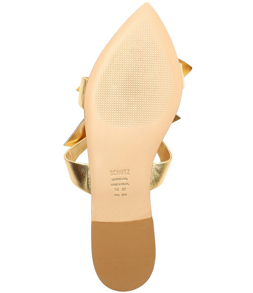 Schutz Elora Flat Bow Knot Metallic Leather Sandals