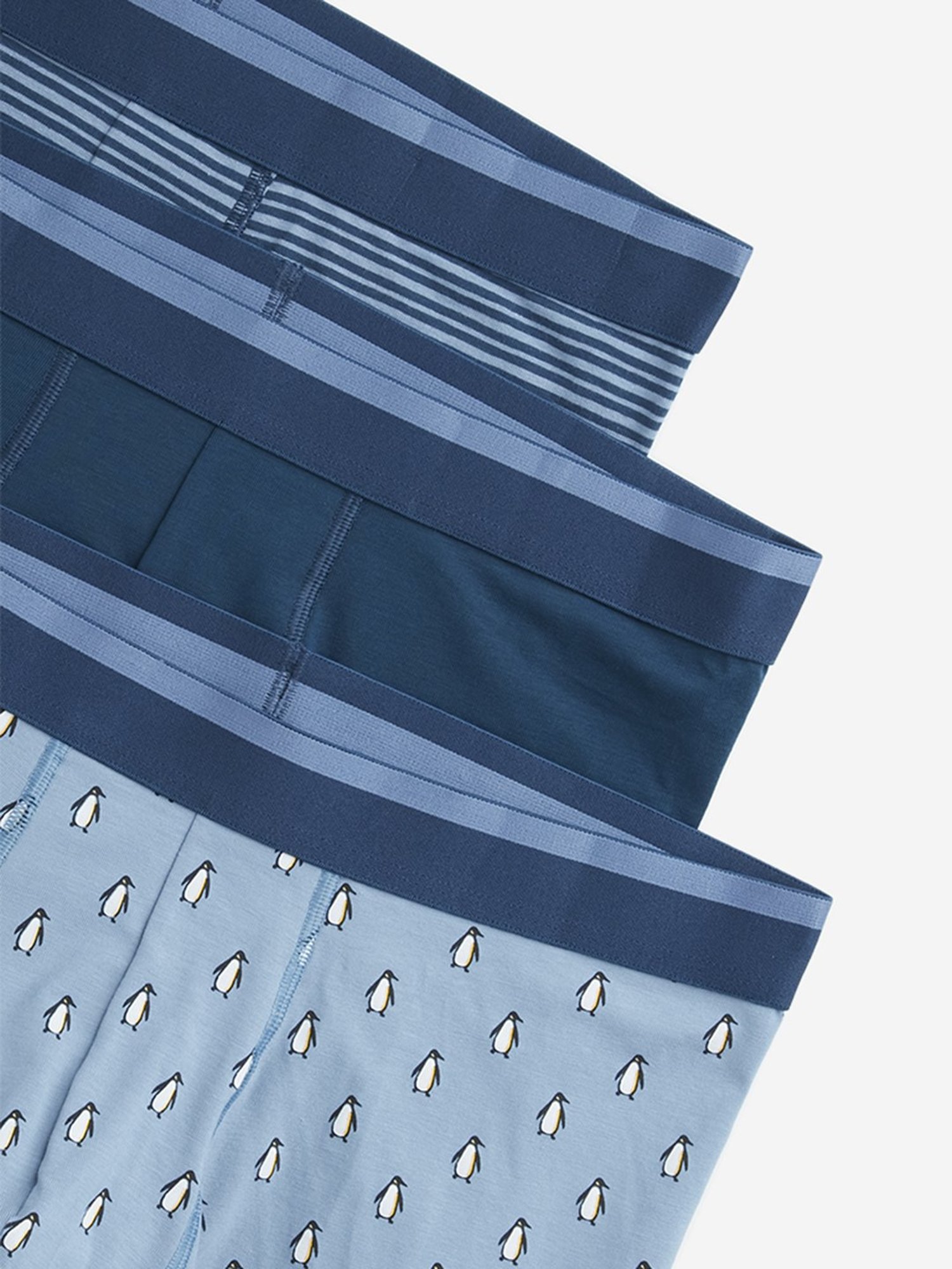 WES Lounge by Westside Blue Printed Cotton Blend Trunks - Pack of 3