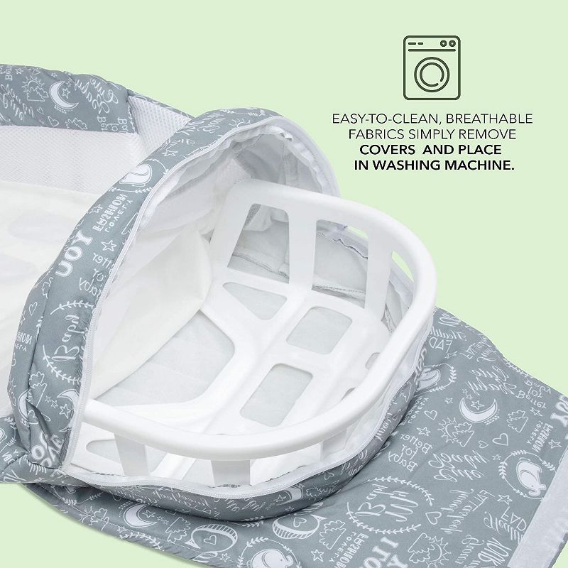 Lil&rsquo; Jumbl Snuggle Nest Bed, Foldable Baby Travel Bassinet Sleeper, Hanging Toy, Built-in Night Light, Music Player, Pillow, Matters & Carry Handle Included, Comfortable Portable Washable Baby Lounger