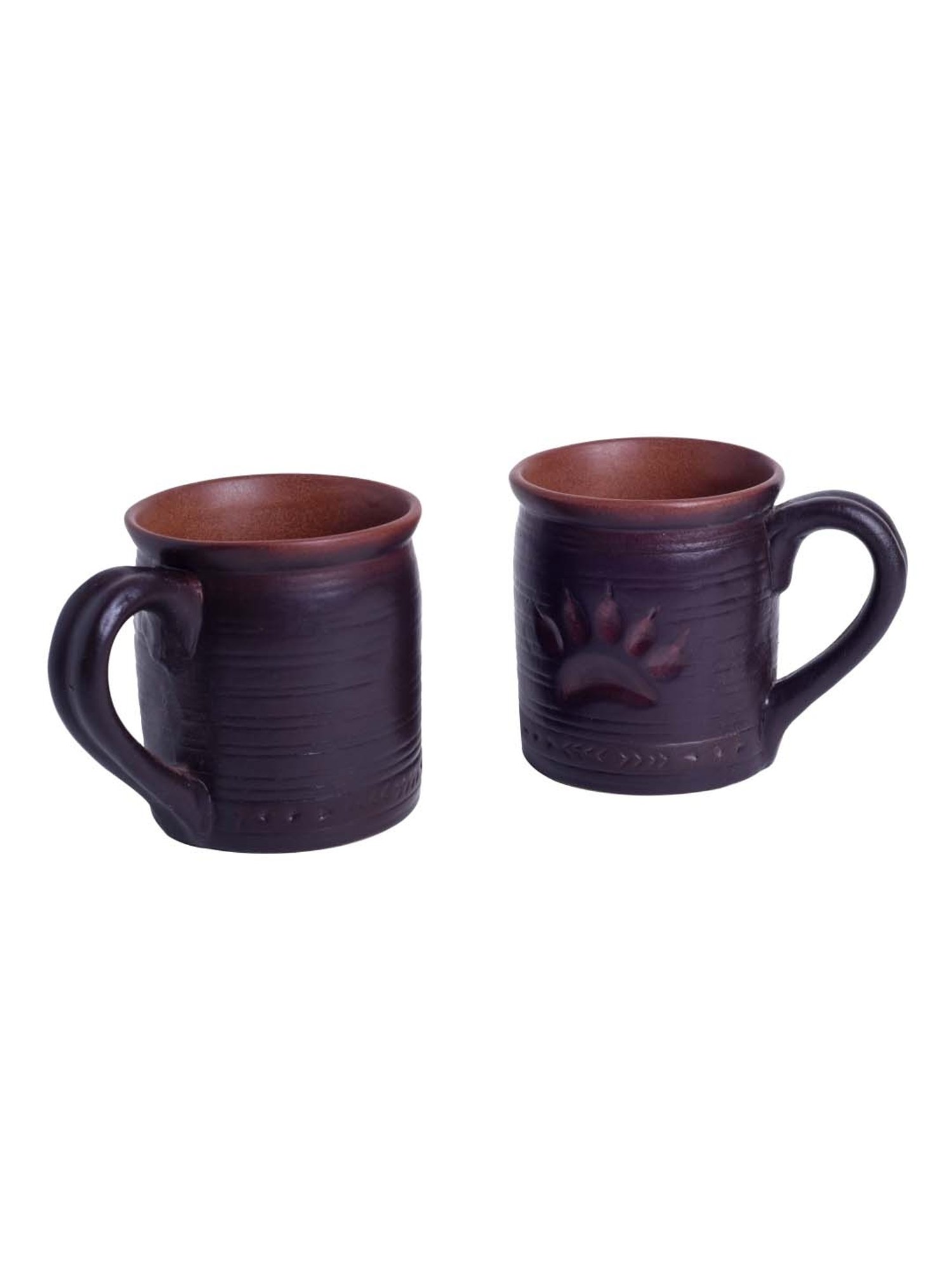 Unravel India Purple & Brown Ceramic Studio Beer Mug - Set of 2