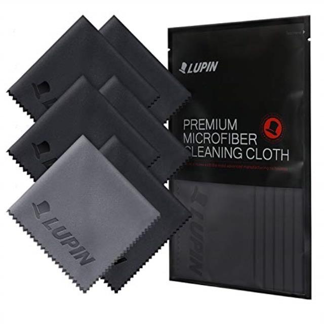 lupin microfiber cleaning cloths, 6 pack premium ultra lint free polishing cloth for cell phone, tablets, laptops, ipad, glasses, camera lens, tv screens & other delicate surfaces  black