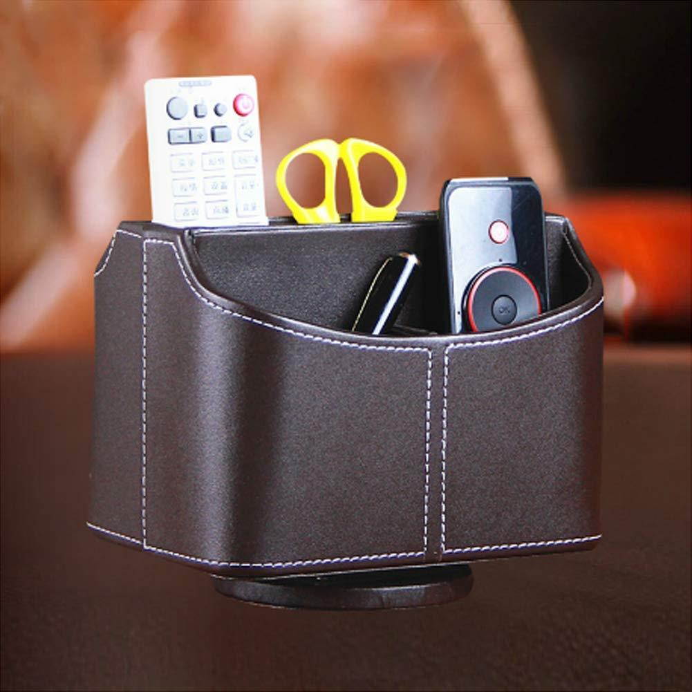 Fosinz Remote Control Holder Organizer Leather Control Storage TV Remote Control Organizer with 5 Spacious Compartments (Spinning Brown)