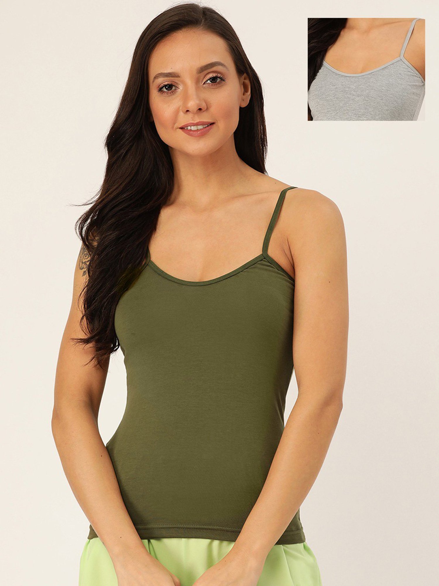 Lady Lyka Multicolor Cotton Camisole (Pack Of 2)