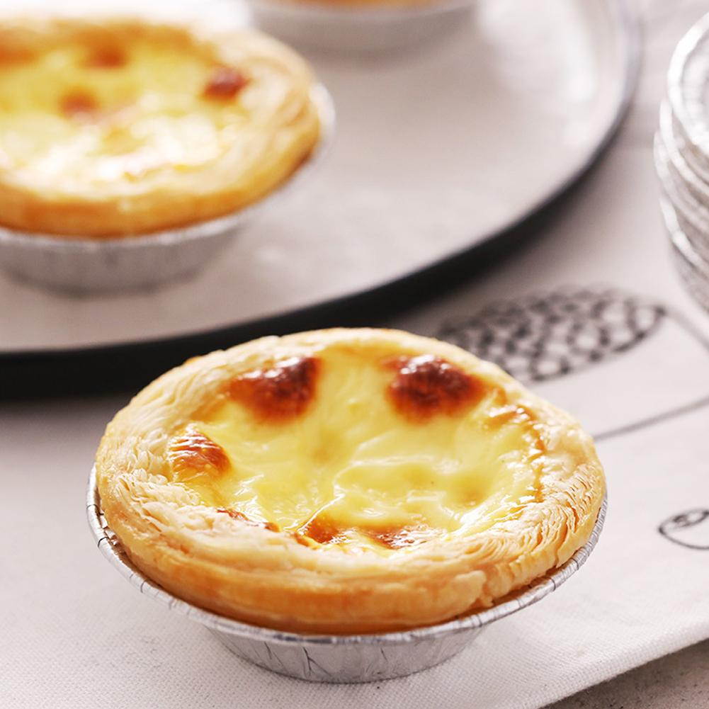 100pcs Disposable Aluminum Foil Baking Cookie Muffin Cupcake Egg Tart Mold Round