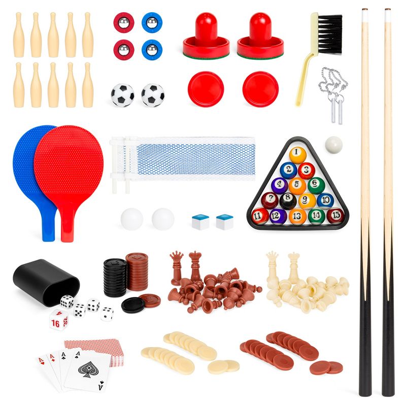 Best Choice Products 2x4ft 10-in-1 Combo Game Table Set w/ Pool, Foosball, Ping Pong, Hockey, Bowling, Chess, and More