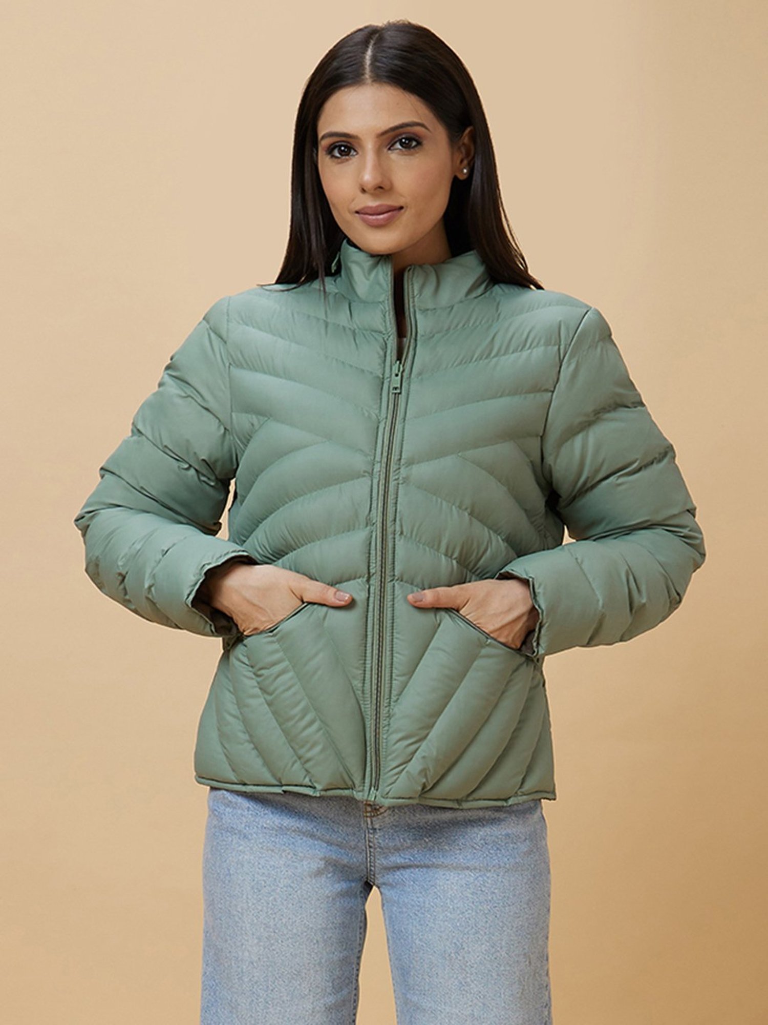 Globus Sea Green Regular Fit Puffer Jacket