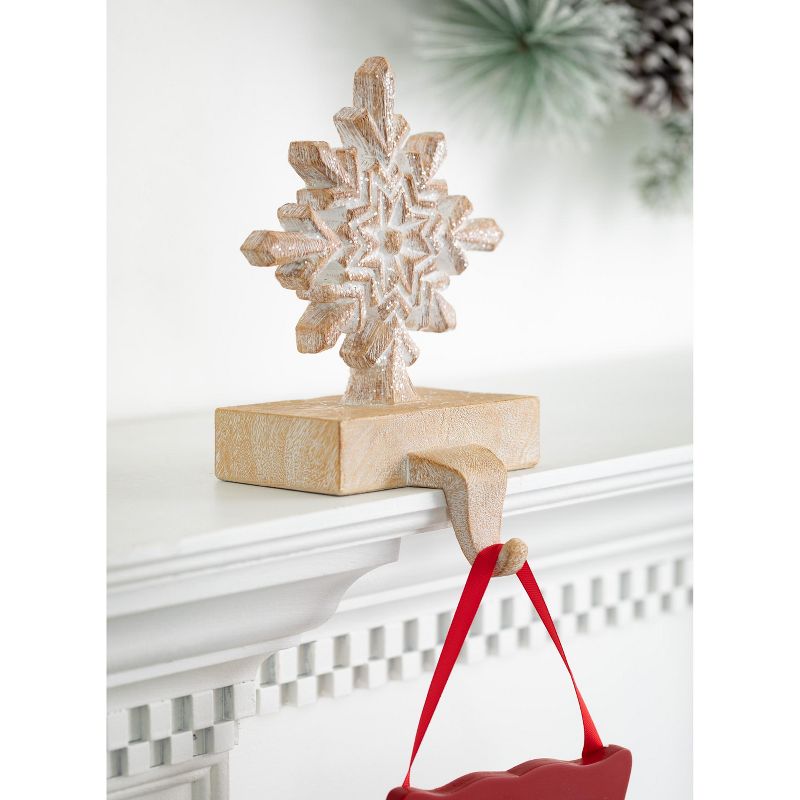 Sullivans Snowflake Stocking Holder 9"H Brown
