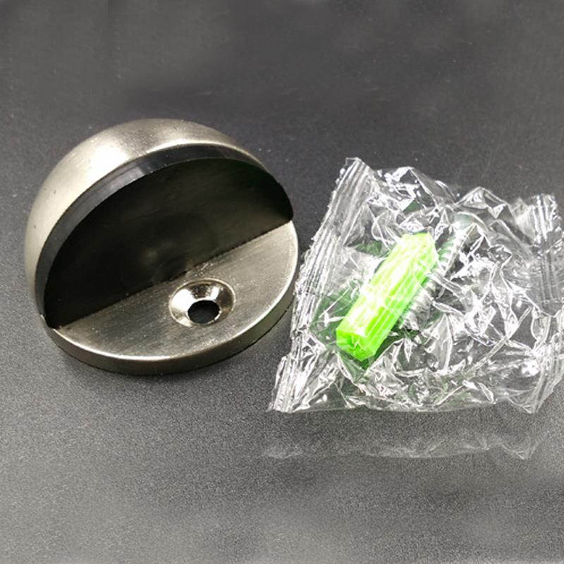 New Arrival 1PC 45mm Dia Casting Floor-mounted Door Stops APS Zinc Alloy Satin Chrome Half Moon Door Stopper Wood Door Holder