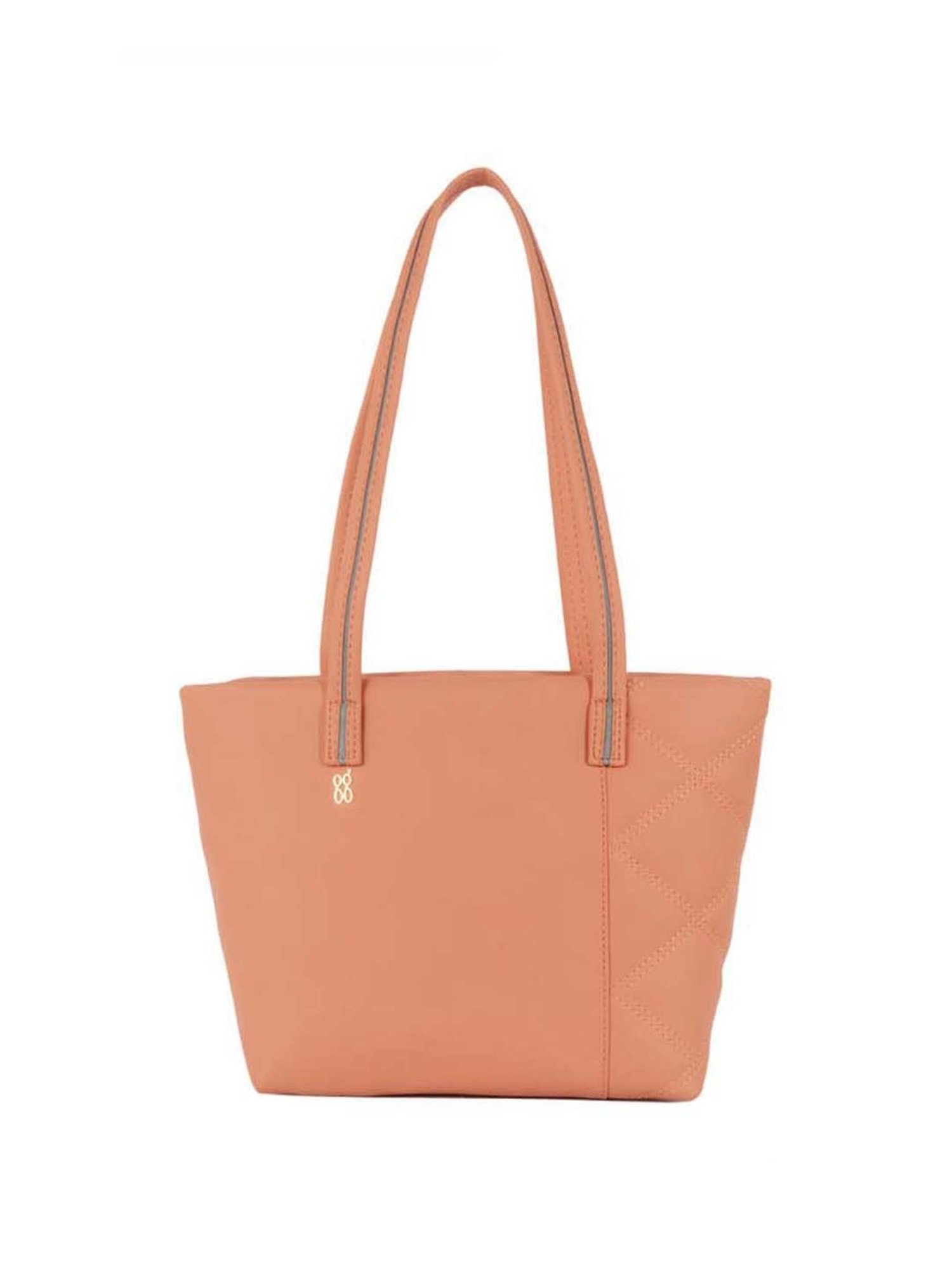 Baggit Peach Textured Medium Tote Handbag