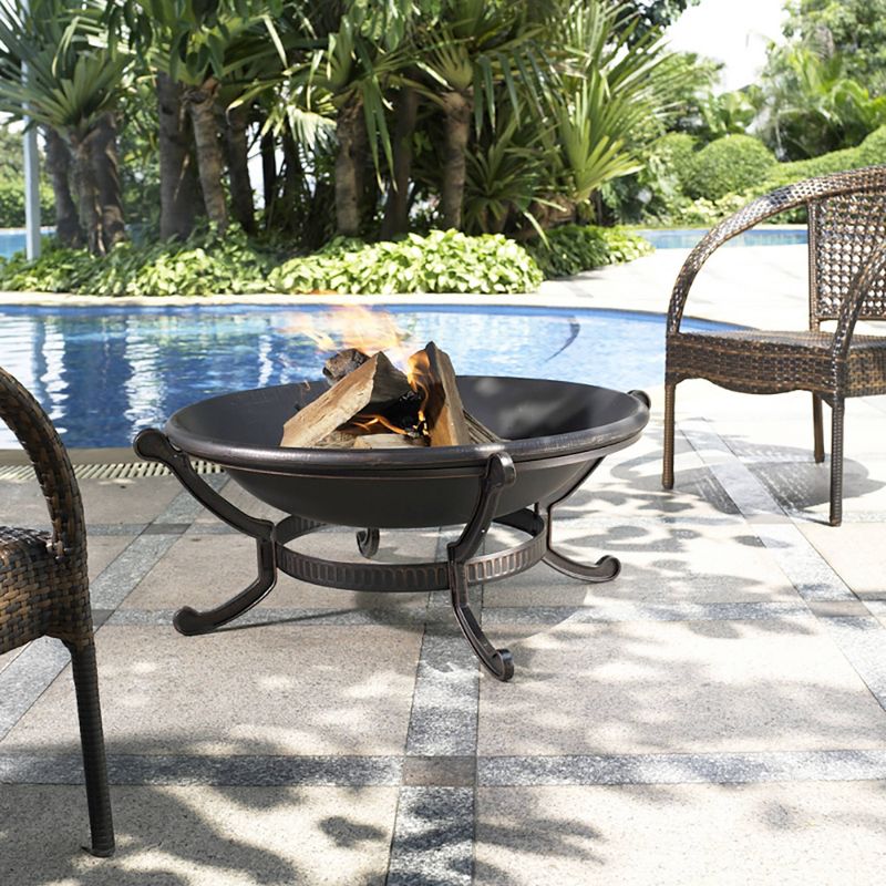 DeckMate 30371 Avondale Outdoor Backyard Patio Portable Steel Fire Bowl Fire Pit, Antiqued Copper Finish