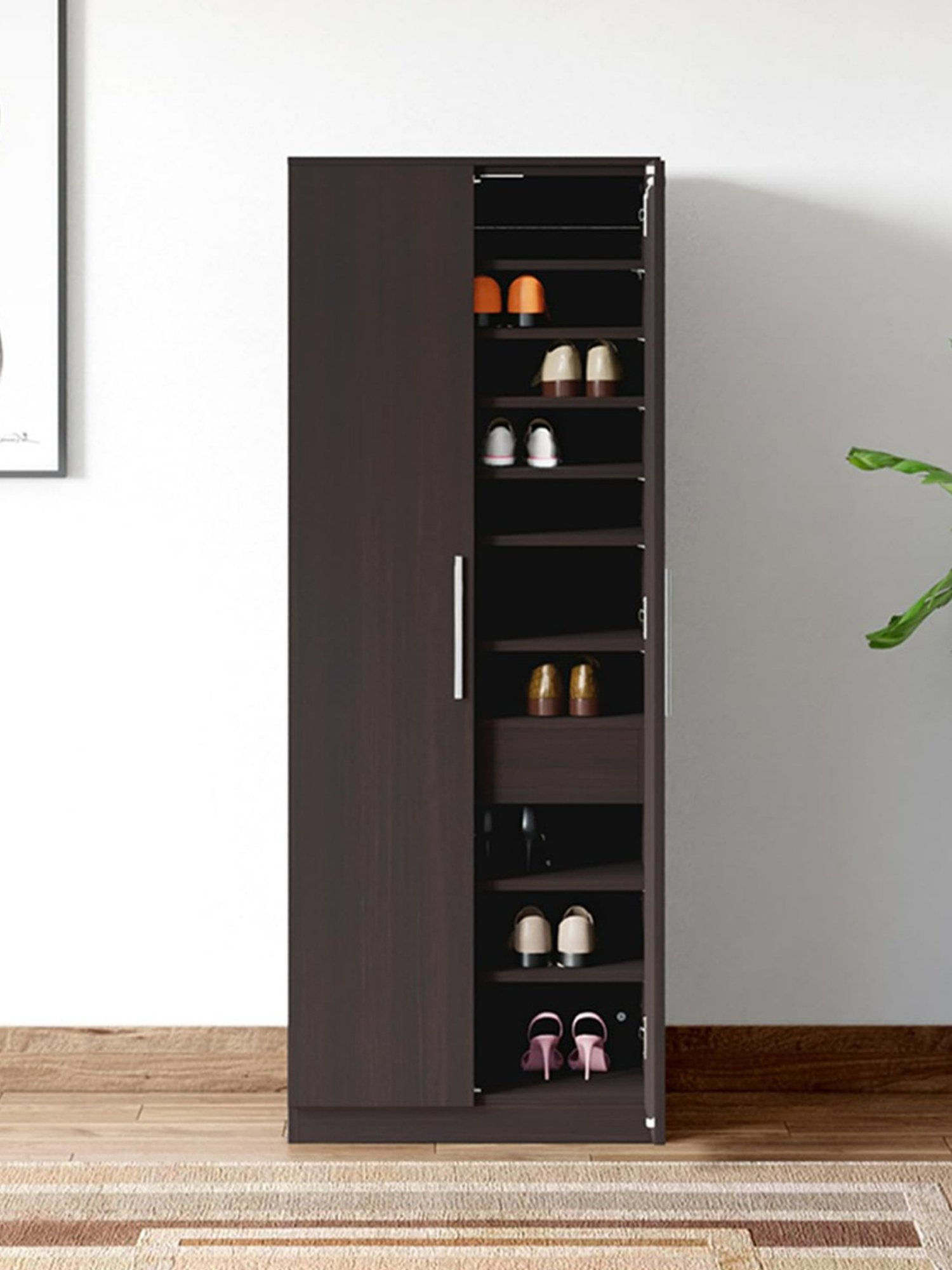 Delite Kom Metal Shoe Rack - 24" 10 Shelf, Double Decker, Ivory, PowderCoat, Wall Mount, DIY