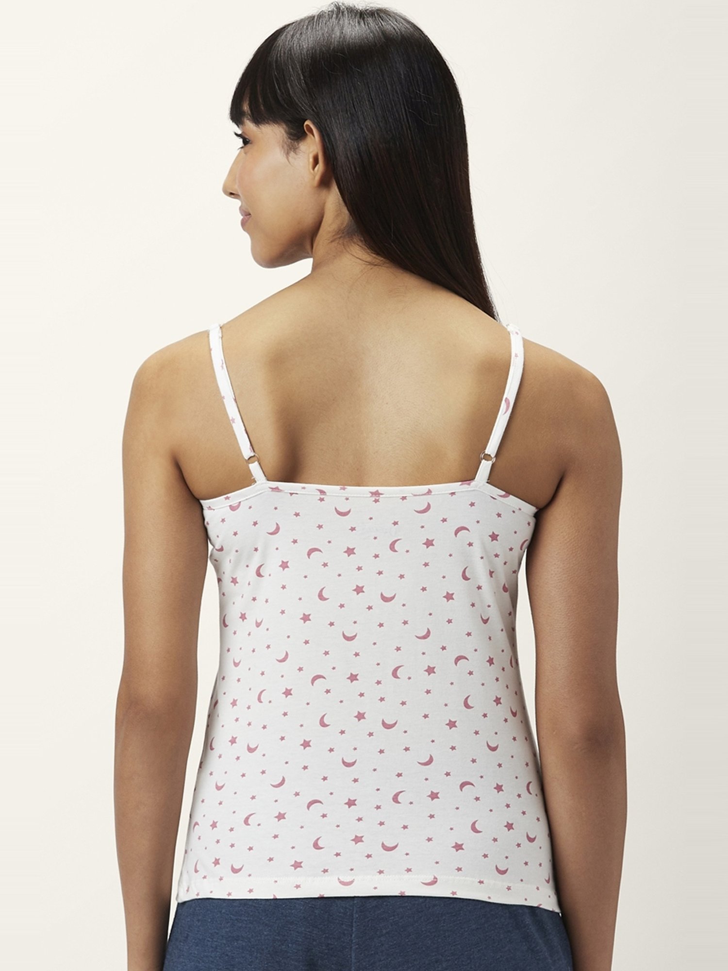 Dreamz by Pantaloons White & Blue Cotton Printed Camisoles - Pack Of 2