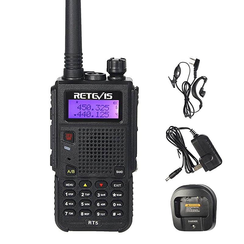 RT5 Two Way Radio Long Range VHFUHF Dual Band Handheld Ham Radio 128CH VOX FM Walkie Talkie1 Pack