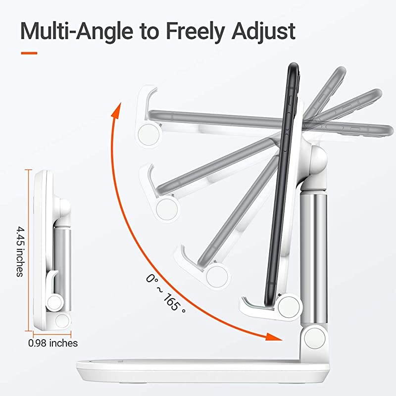 Foldable Cell Phone Stand for Desk [Ultra-Portable], Adjustable Phone Holder for Office/Home, Phone Dock Compatible for iPhone 12 11 Pro Max Xr X, Samsung Galaxy S20+Ultra Note 10, iPad Mini