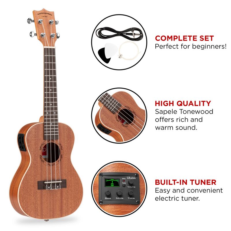 Mitchell MU100CE Acoustic-Electric Concert Ukulele Natural Koa