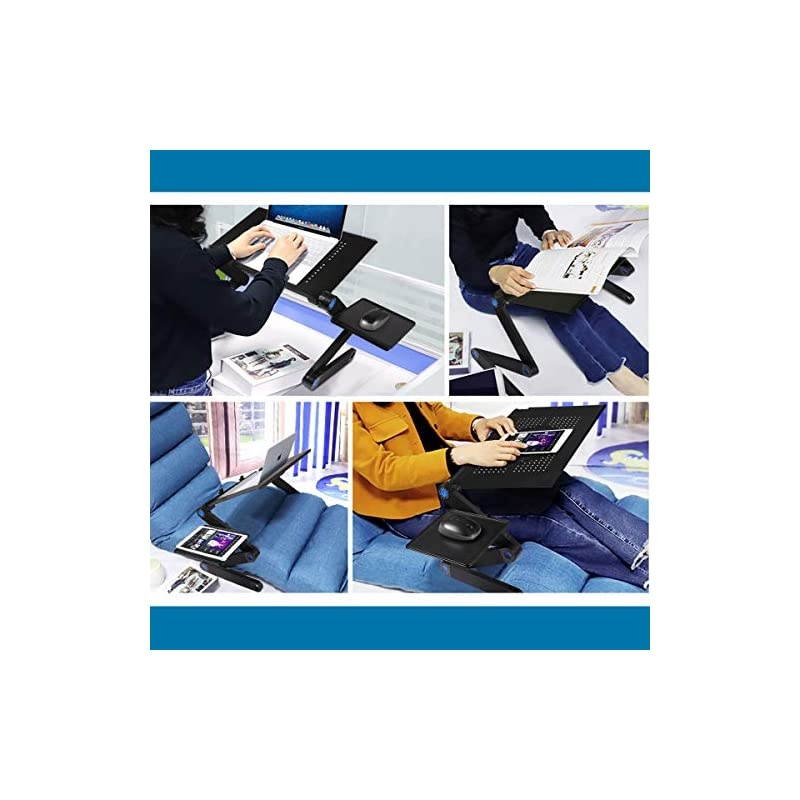 Desk for Bed 2020 Upgraded Stand with Large Cooling Fan amp Mouse Pad Foldable Aluminum Office Desk for BedSofaCouch Lap Tray