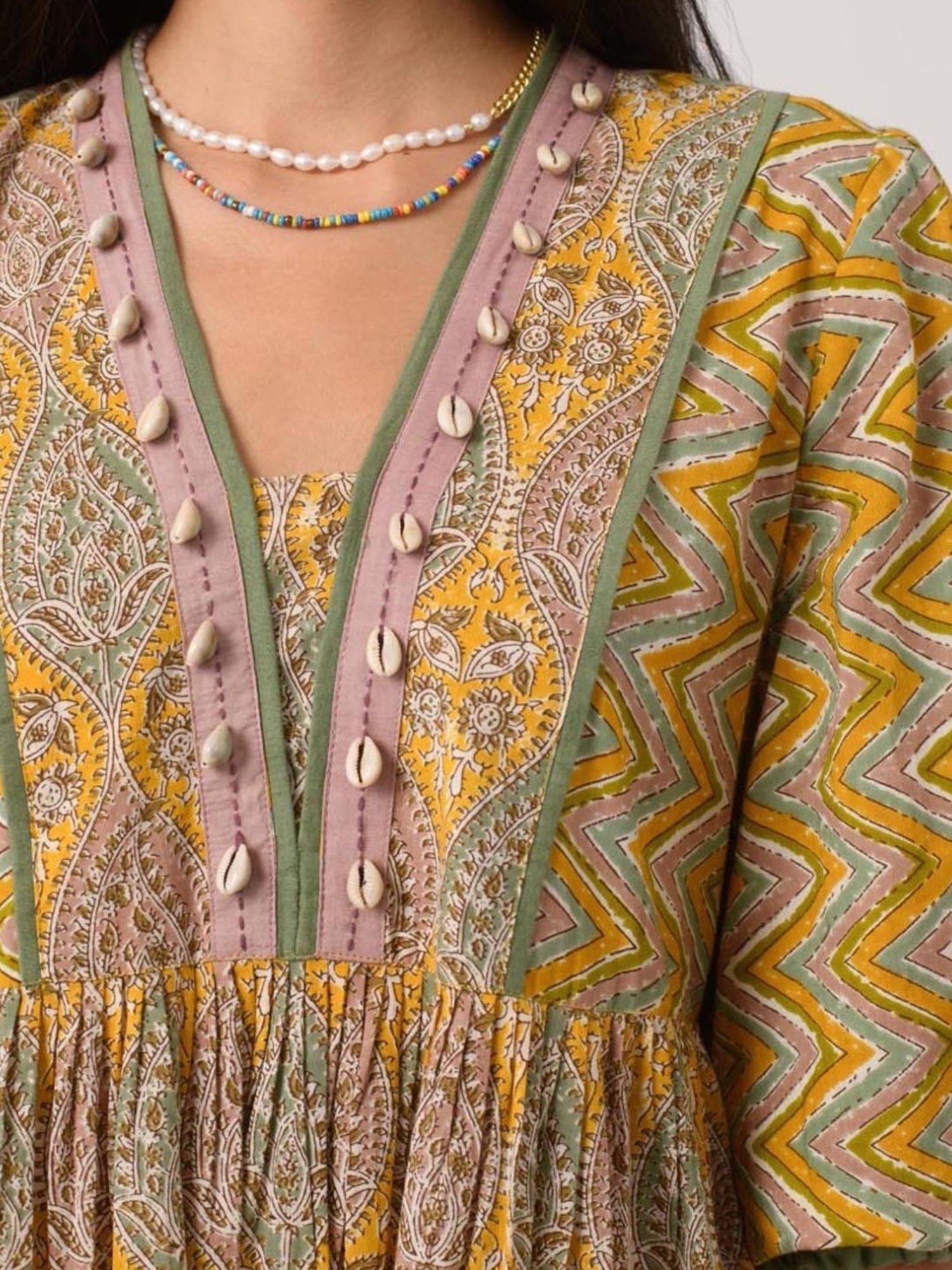 Prakriti Jaipur Paisley Shell Dress in Yellow