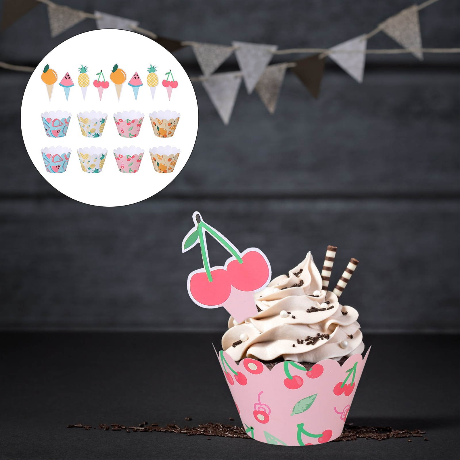 24 Sets Durable Practical  Decorative Cake Decorations Cake Toppers for Cake Cupcake Muffin