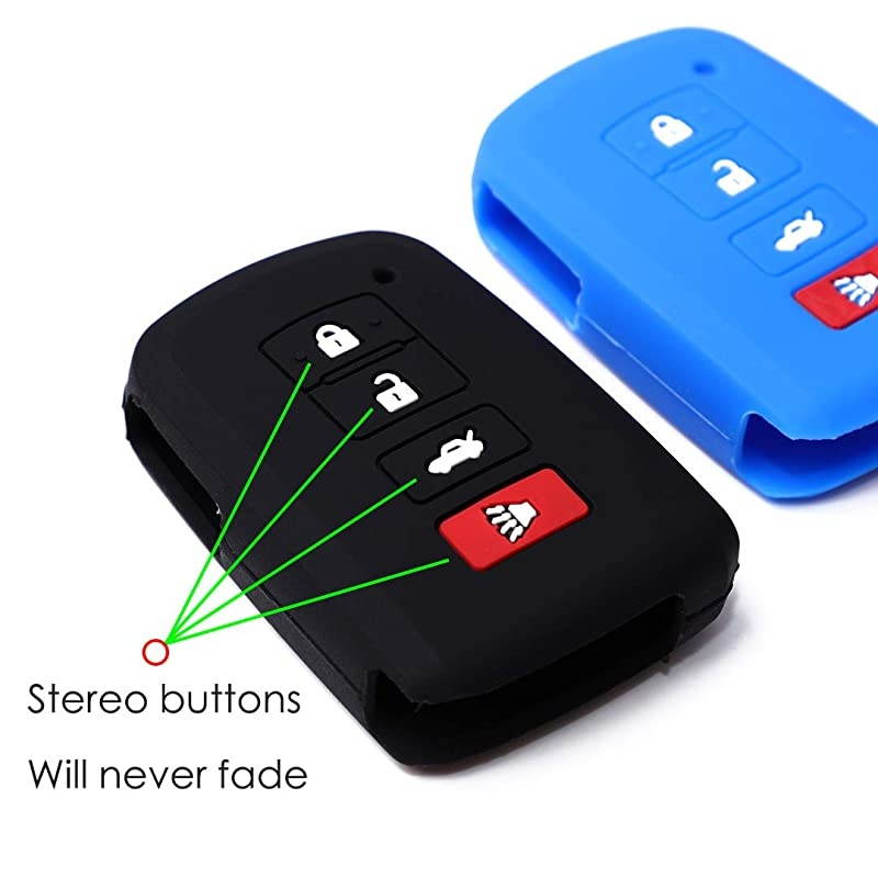 Black Blue Silicone Key Fob Cover Fits 2017 2018 2019 Toyota Camry Rav4 Highlander Smart Key Remote