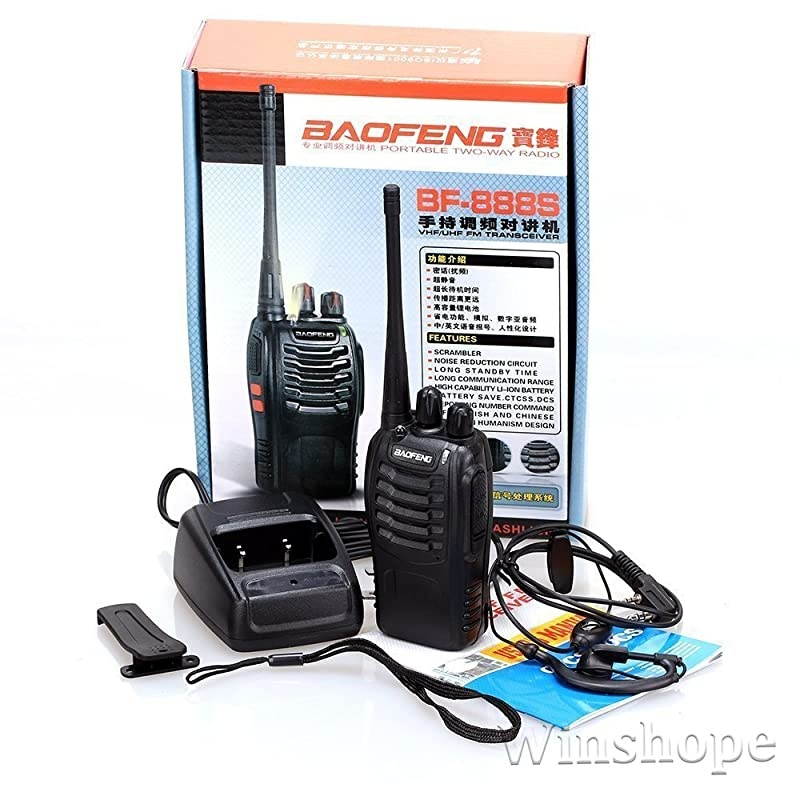 Walkie Talkies Long Range FRS Two Way Radios with Earpiece 4 Pack UHF Handheld Reachargeble BF-888s Walkie Talkie for Survival Biking Hiking Li-ion Battery and Charger Included