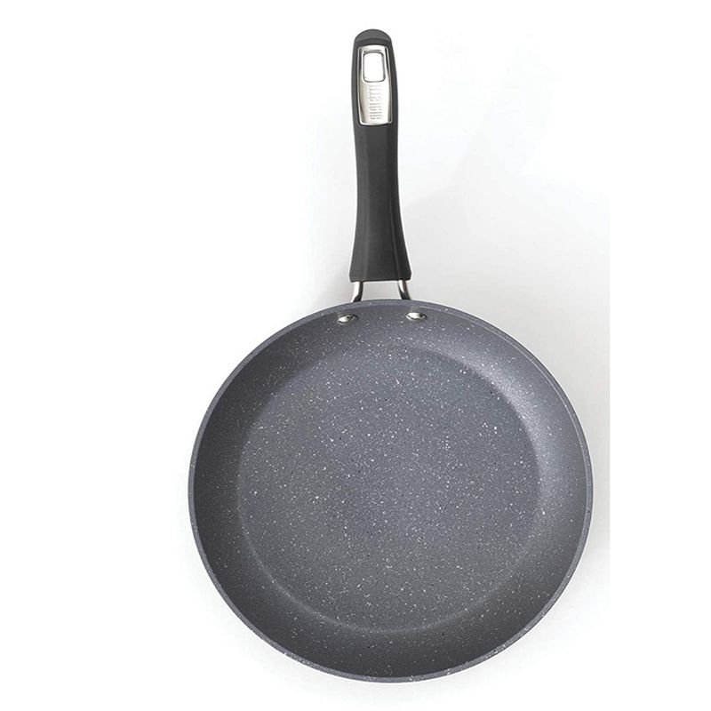 Bialetti 7552 Impact Covered Micro Divot Nonstick Heavy Gauge Aluminum Oven Safe 12 Inch Saute Fry Kitchen Pan with Silicone Handle, Gray