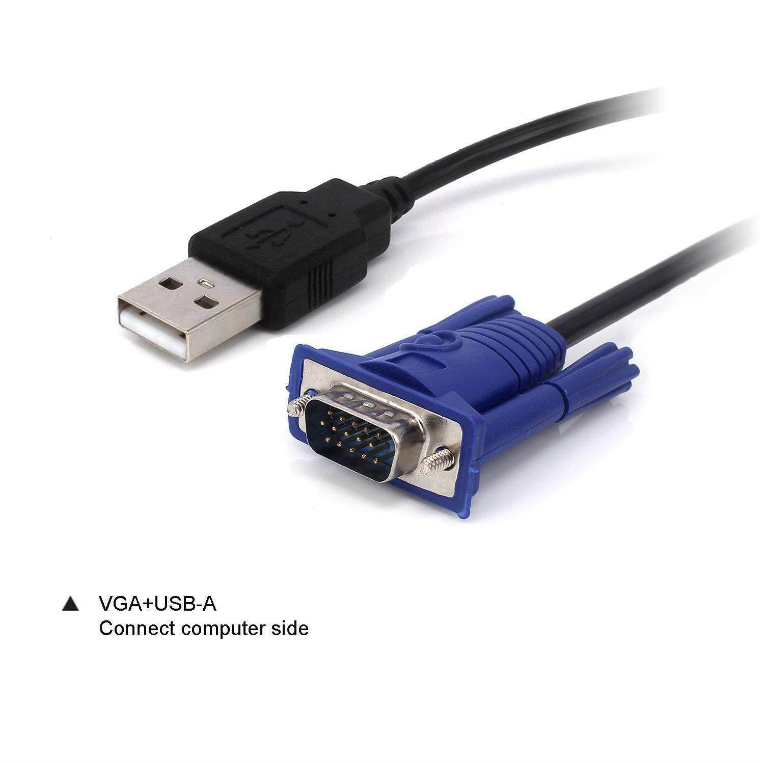 CableVantage USB VGA KVM Switch Computer Cable, 15 Pin VGA Cable Male to Male USB A to B Printer Cable Cord PC Printer Keyboard Mouse Monitor 5ft/1.5m