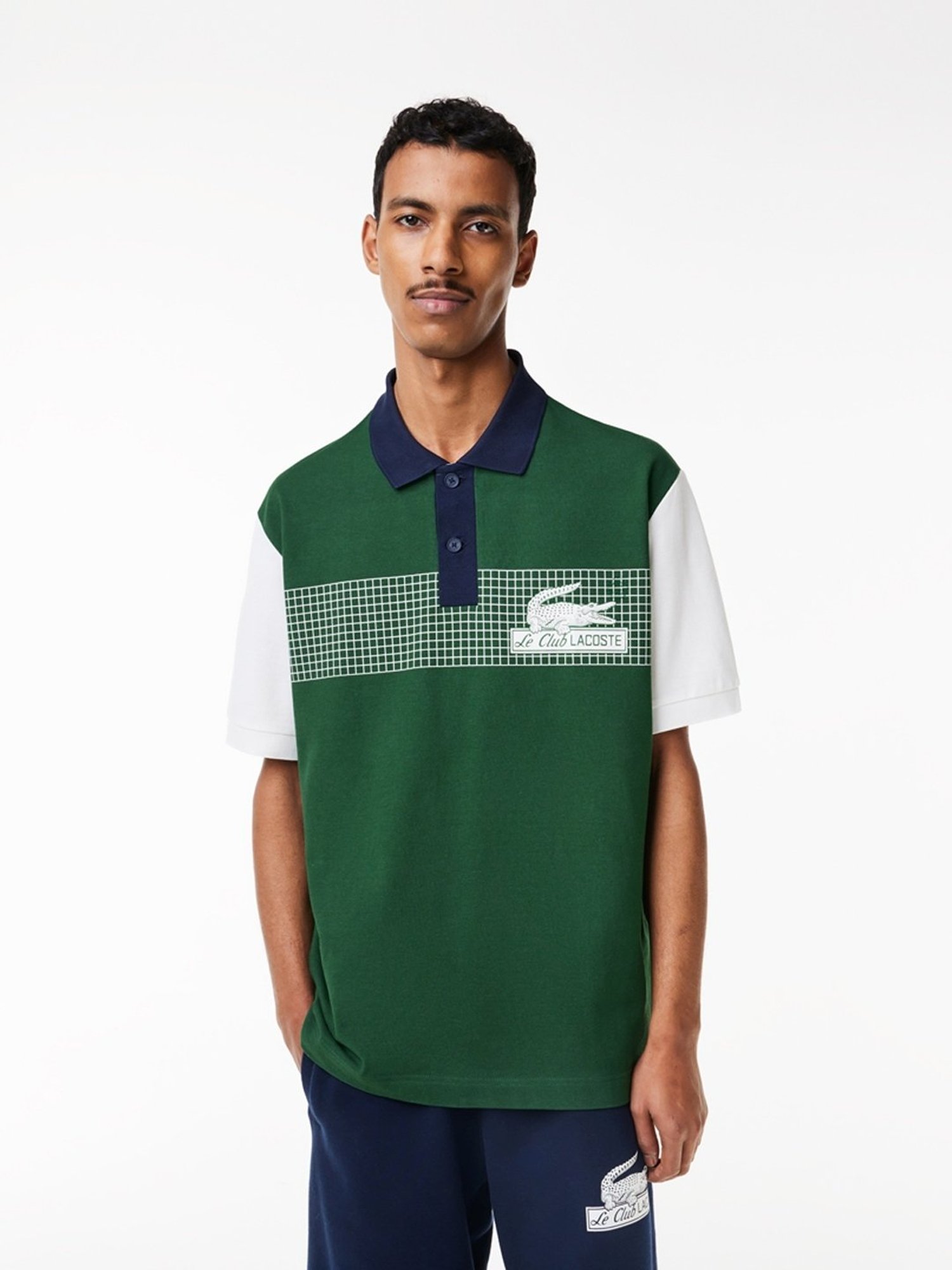Lacoste Green Cotton Loose Fit Printed Polo T-Shirt