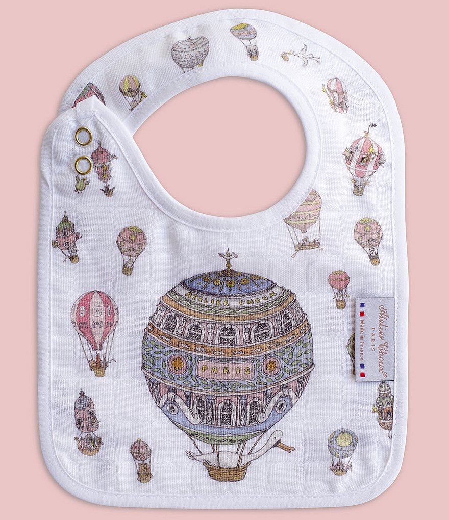Atelier Choux Paris Organic Cotton Baby Hot Air Balloon Small Bib