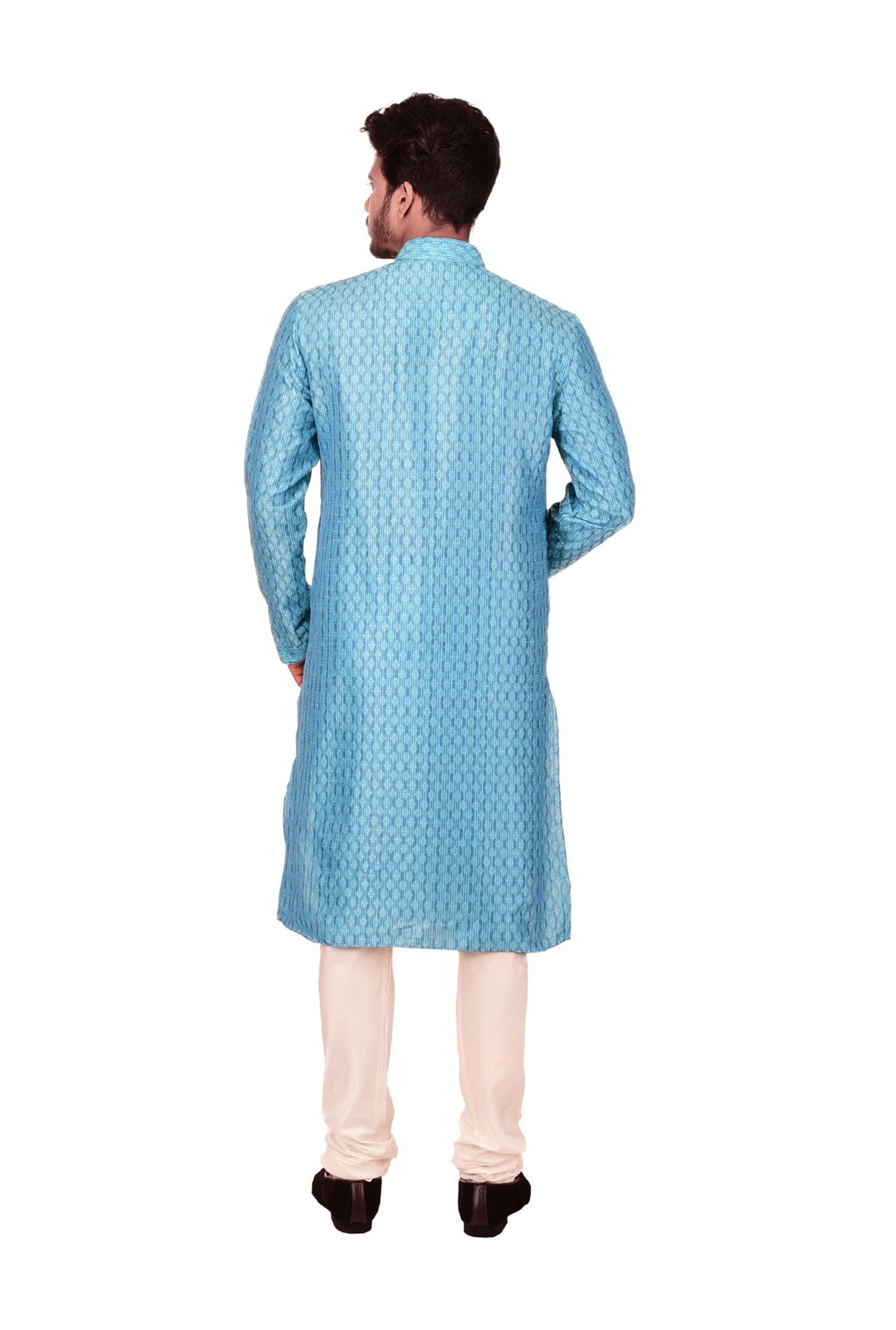 Manyavar Aqua Blue Full Sleeves Kurta Set