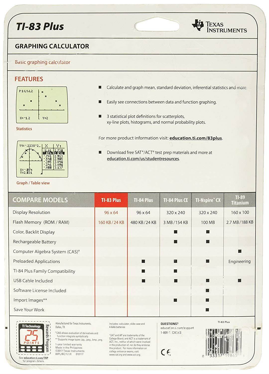 texas instruments ti83 plus graphing calculator
