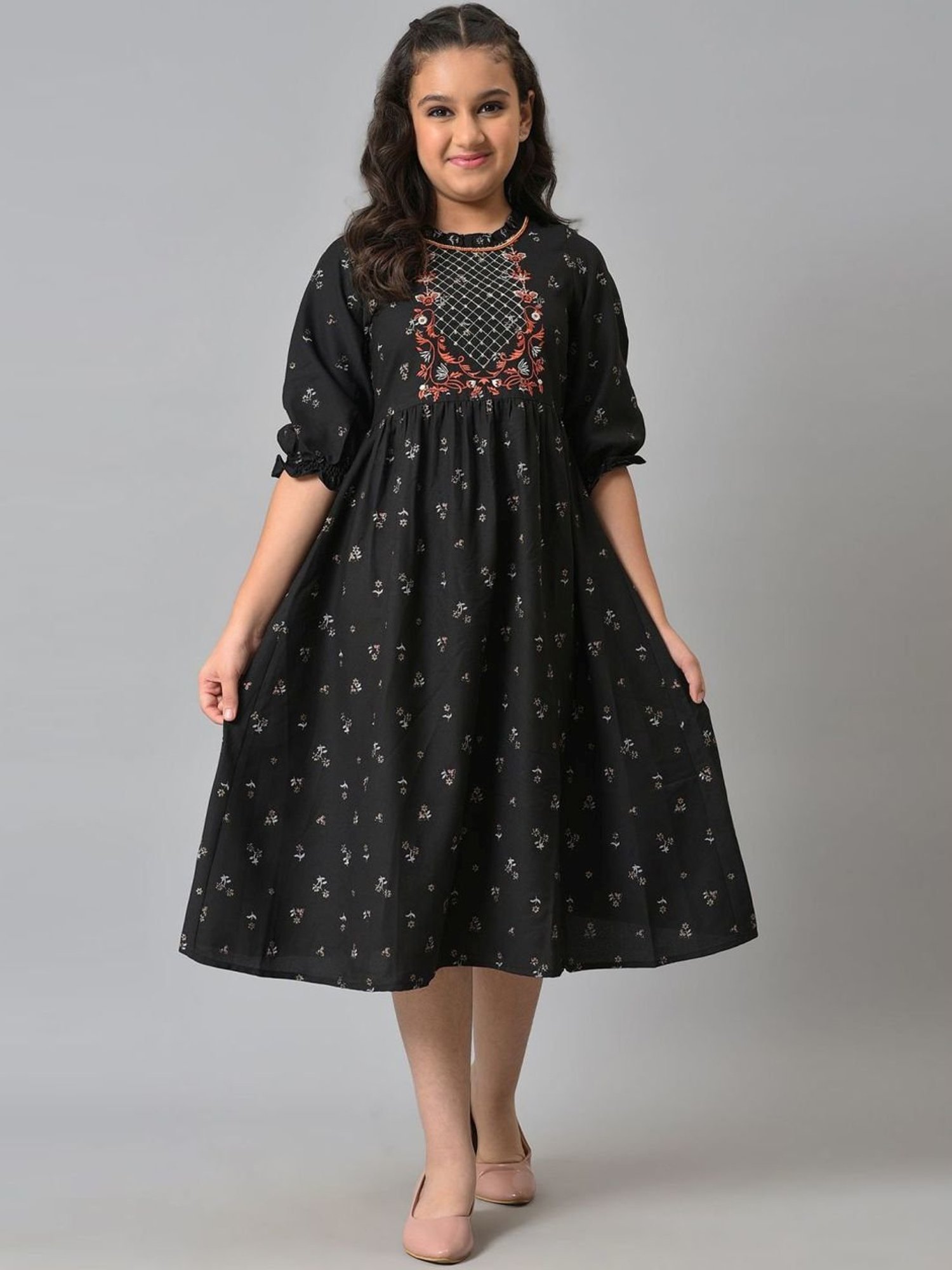 Aurelia Kids Black Printed Dress