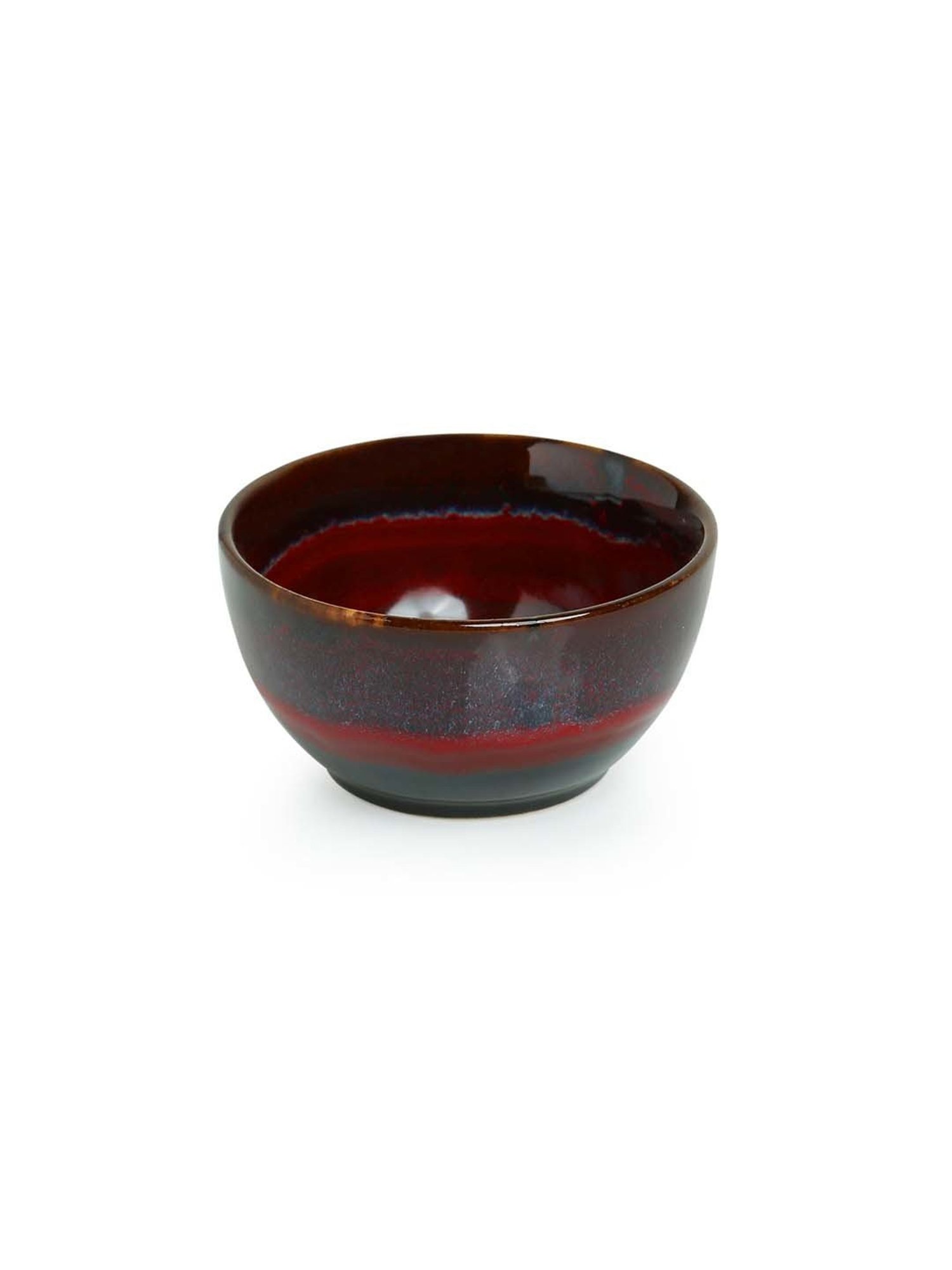 ExclusiveLane 'Crimson Shields' Hand Glazed Studio Pottery Ceramic Dining Bowls Set (4" , Set Of 6)