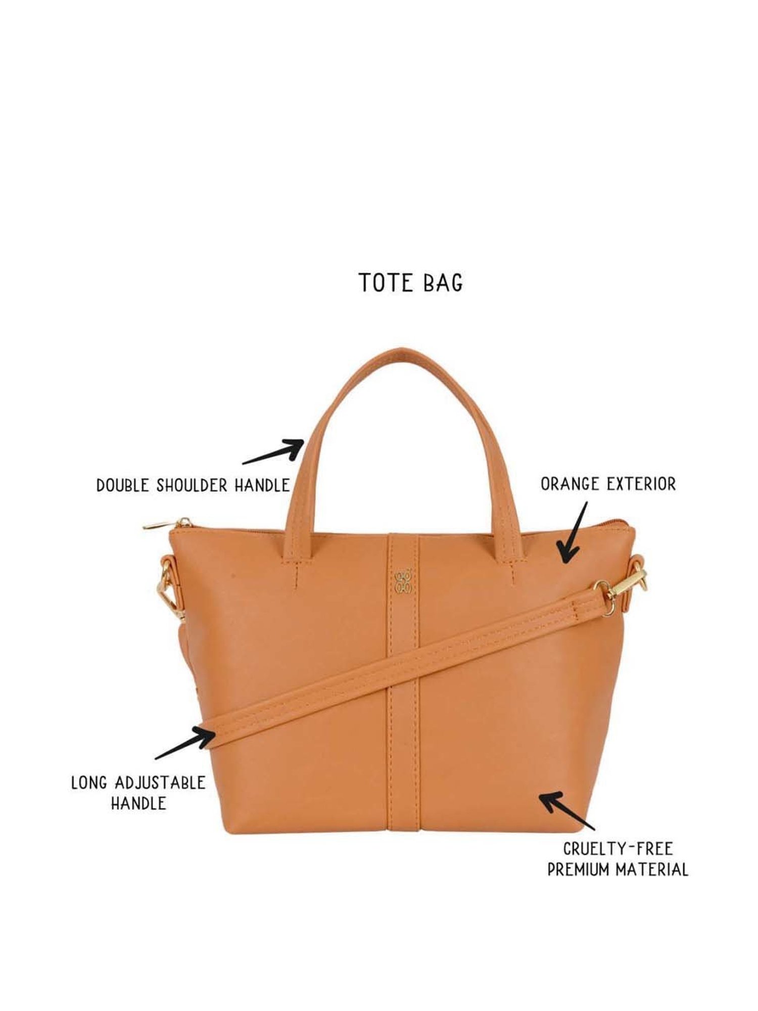 Baggit Orange Solid Medium Handbag
