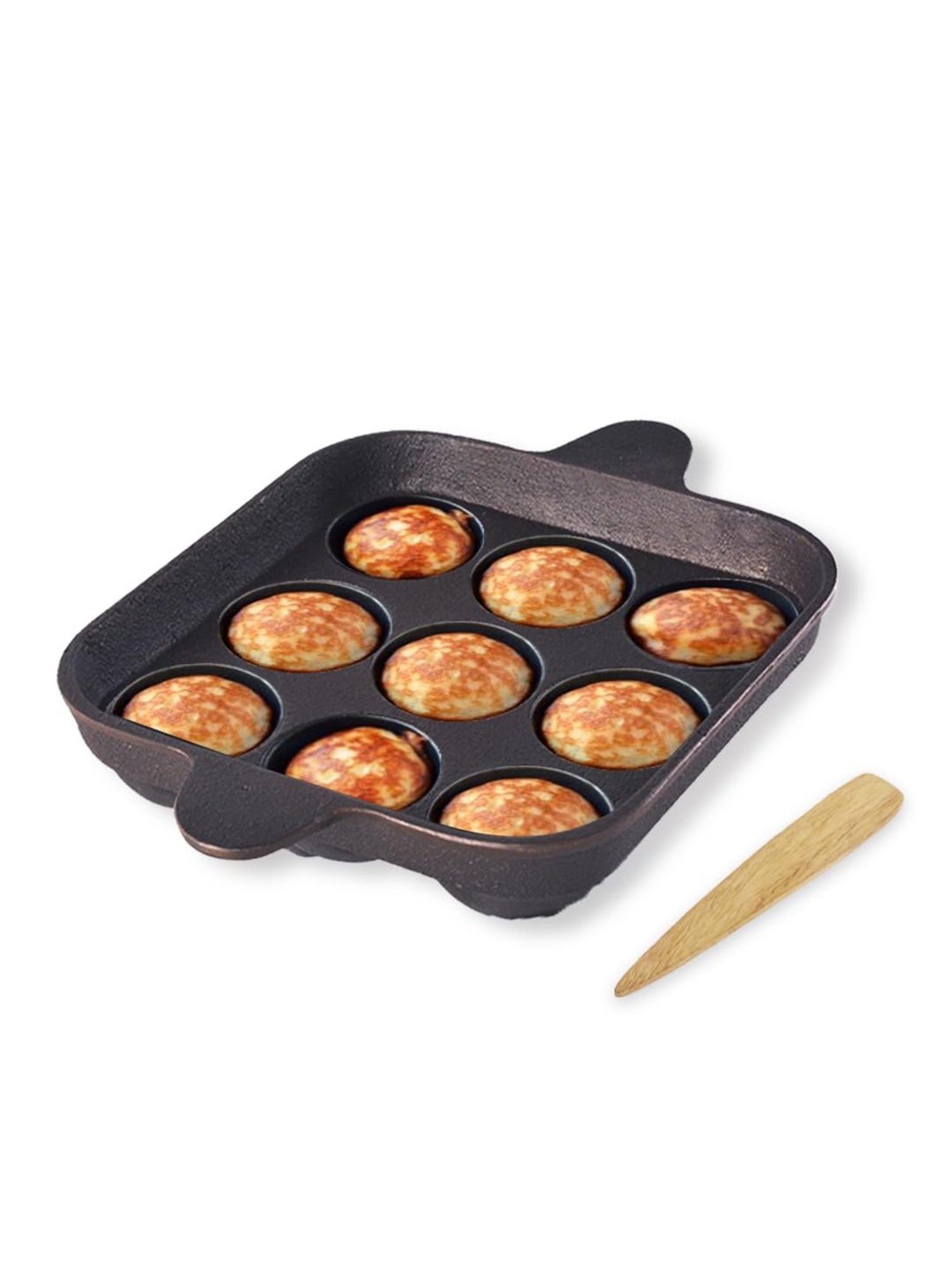 The Indus Valley Black Pre-Seasoned Cast Iron  9 pit Paniyaram Pan