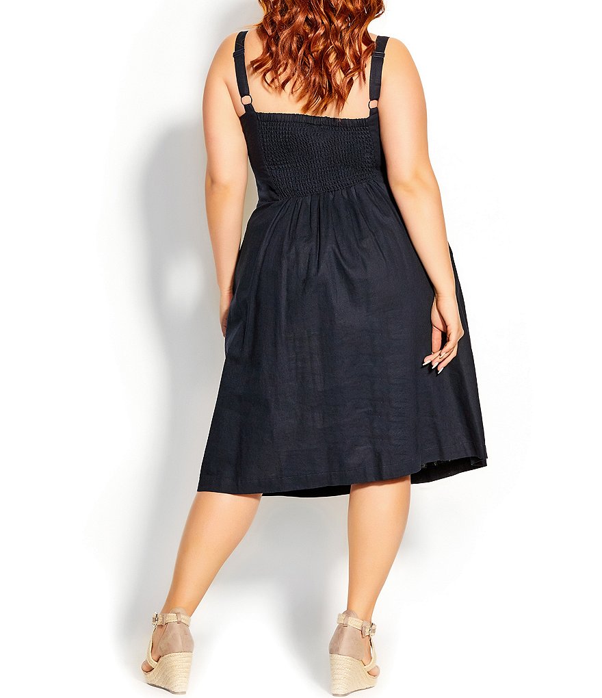 City Chic Plus Size Sweetly Tied Sweetheart Neck Sleeveless Button Detail Dress
