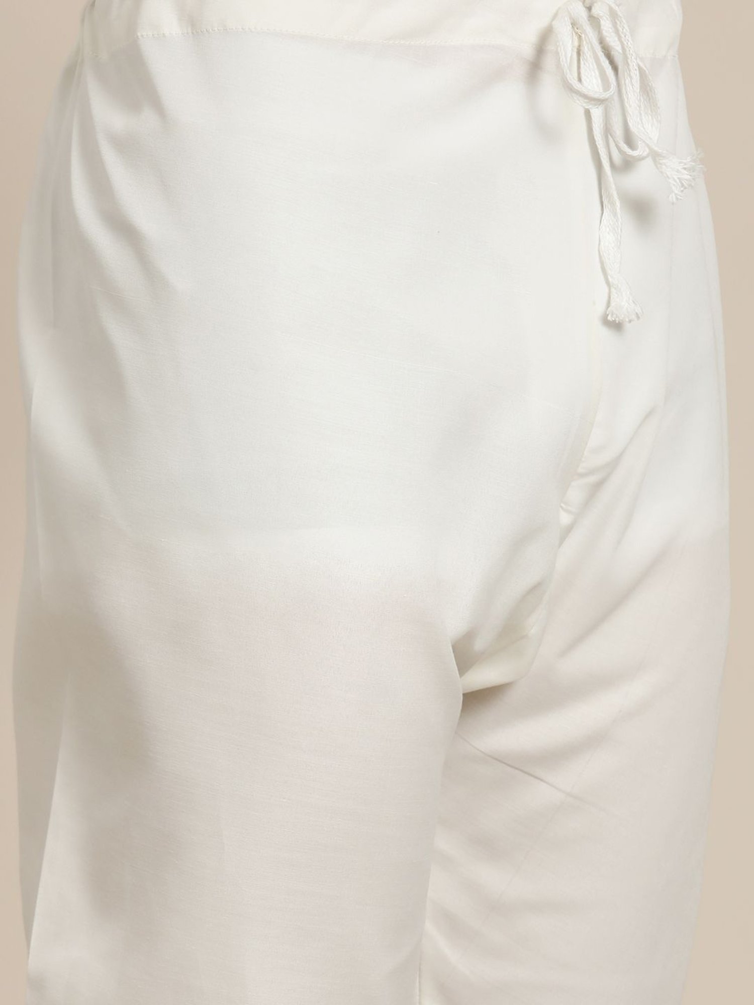 Vastramay White Cotton Straight Fit Embroidery Ethnic Suits