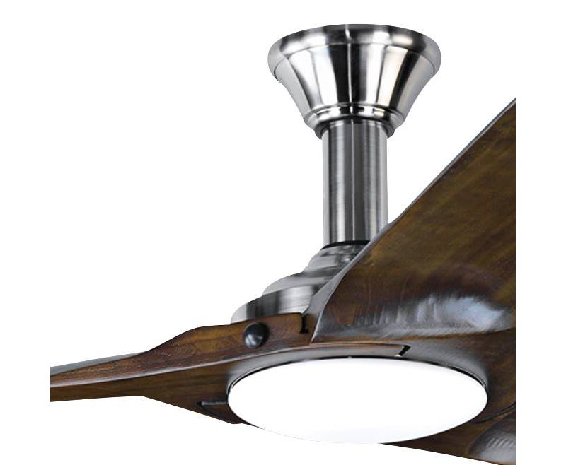 Monte Carlo 72" Minimalist Max Brushed Steel LED Damp DC Ceiling Fan