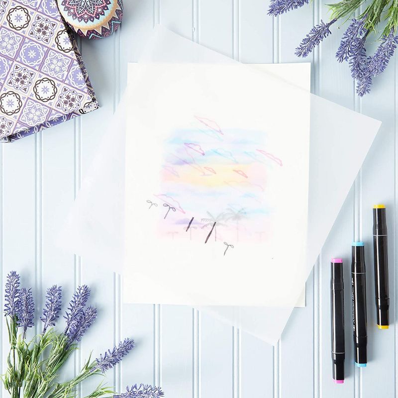 Paper Junkie 100-Pack White Translucent Vellum Paper Sheets for Invitations and Tracing (12 x 12 in)