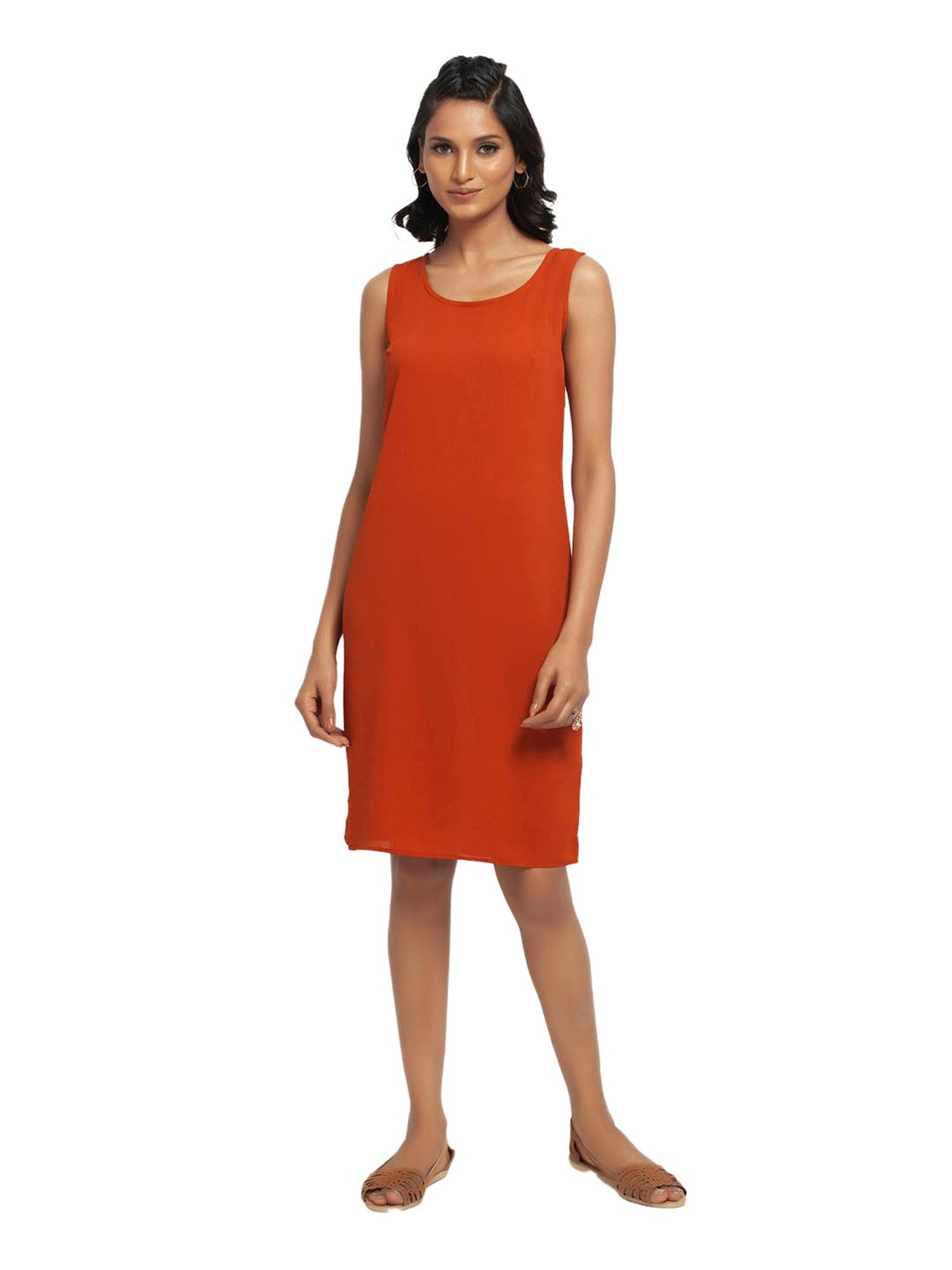 Office & You Orange Straight Fit Dress