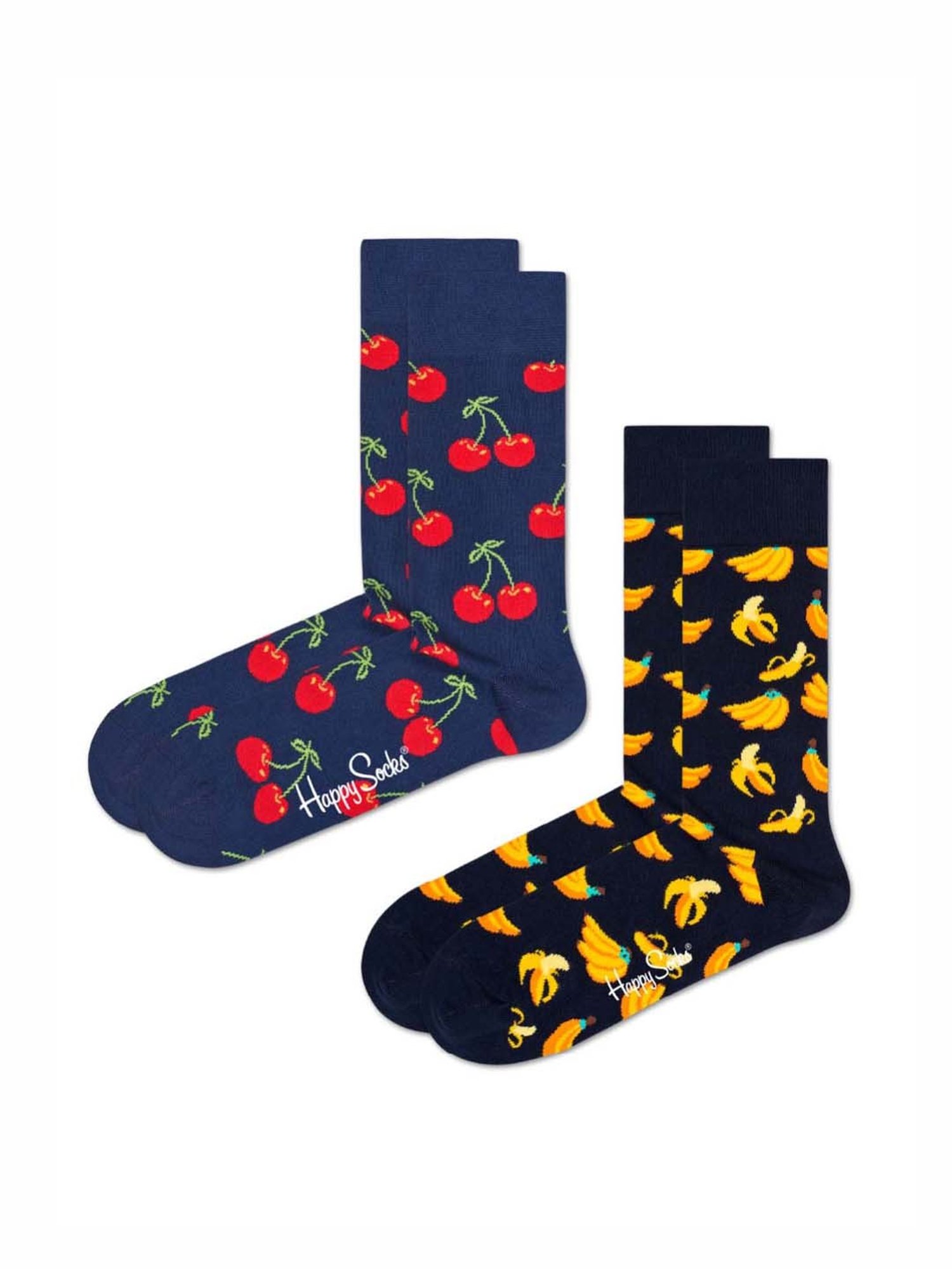 Happy Socks Classic Cherry Black & Yellow Cotton Printed Socks (36-40)