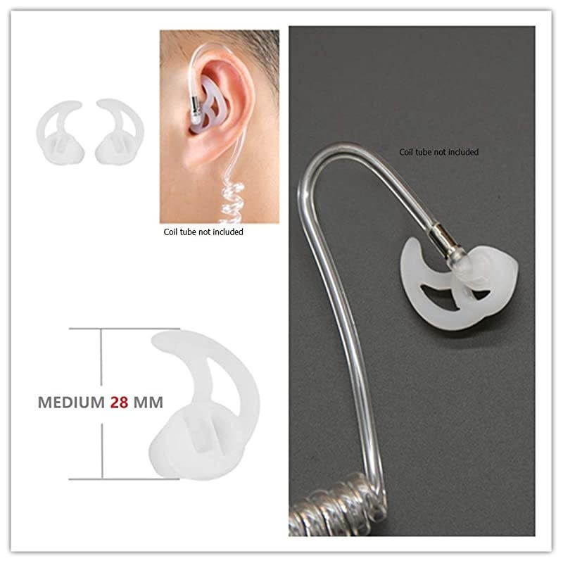 Fin Shape Silicone Replacement Ear Mold for Two Way Radio Acoustic Tube Earpiece Transparent 1 Pair Medium 28mm